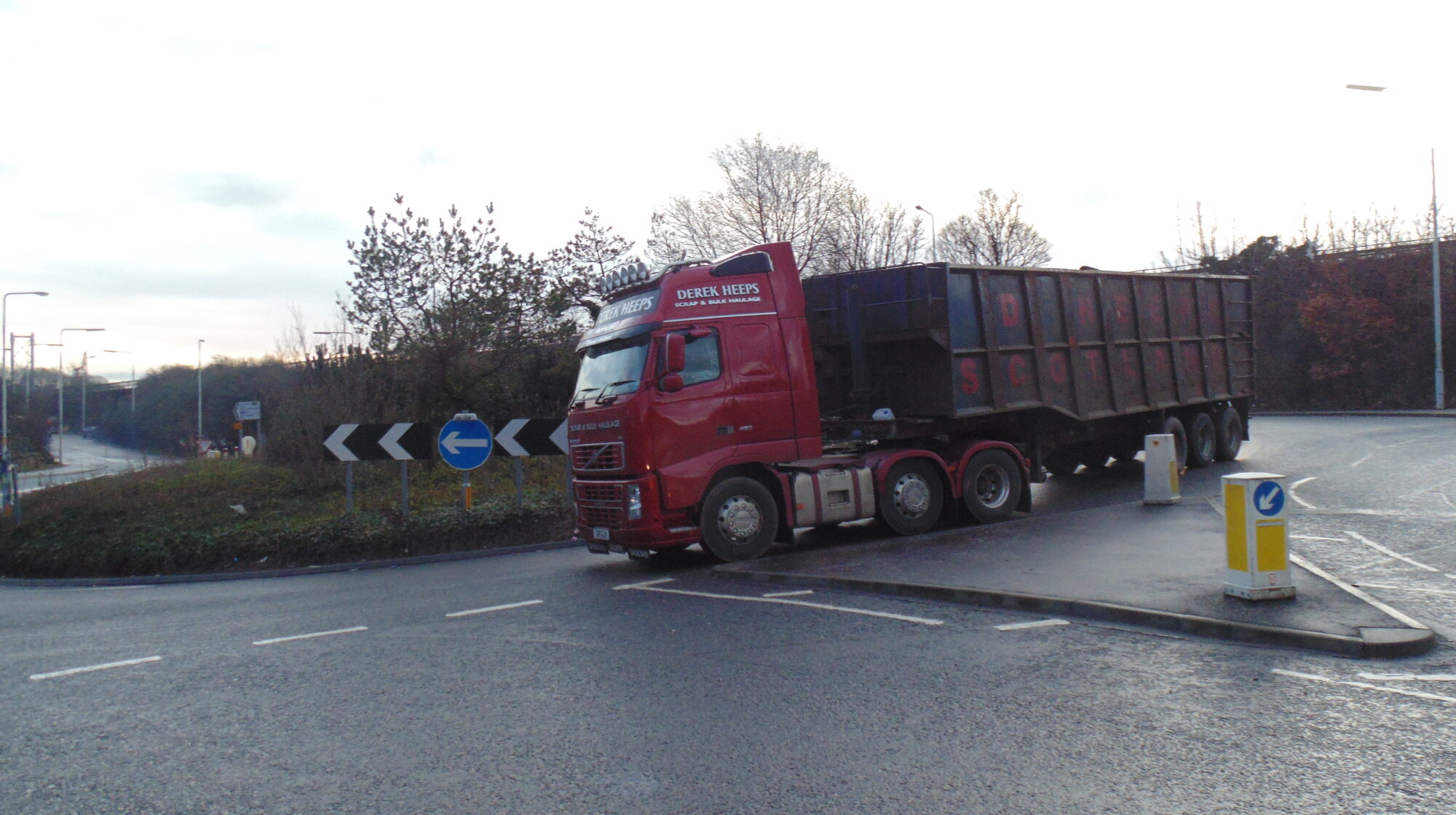 Tractor trailer hauling a load of scrap metal